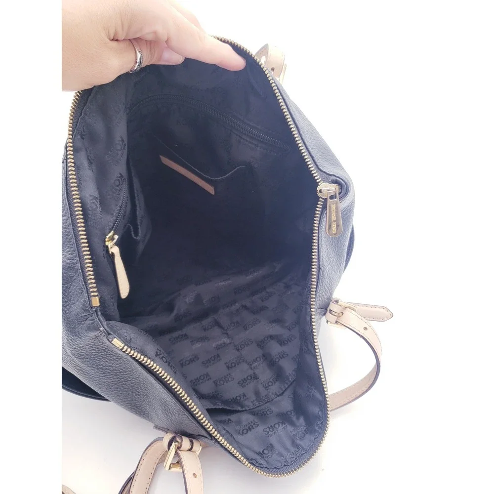 Michael Kors Tote Bag Black Leather Gold Hardware Satchel Purse Large